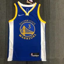 NBA Men 75th Anniversary Golden State Warriors Blue V-neck #3 POOLE Jersey High Quality Name and Number Print