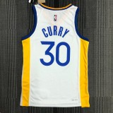 NBA Men 75th Anniversary Golden State Warriors White V-neck #30 CURRY Jersey High Quality Name and Number Print