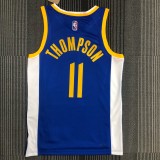 NBA Men 75th Anniversary Golden State Warriors Blue V-neck #11 THOMPSON Jersey High Quality Name and Number Print