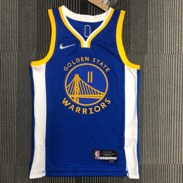 NBA Men 75th Anniversary Golden State Warriors Blue V-neck #11 THOMPSON Jersey High Quality Name and Number Print