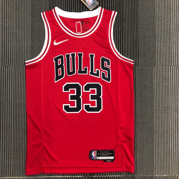 NBA Men 75th Anniversary Chicago Bulls Red #33 PIPPEN Jersey High Quality Name and Number Print
