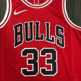 NBA Men 75th Anniversary Chicago Bulls Red #33 PIPPEN Jersey High Quality Name and Number Print
