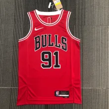 NBA Men 75th Anniversary Chicago Bulls Red #91 RODMAN Jersey High Quality Name and Number Print