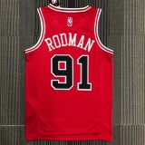 NBA Men 75th Anniversary Chicago Bulls Red #91 RODMAN Jersey High Quality Name and Number Print