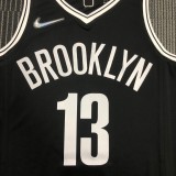 NBA Men 75th Anniversary Brooklyn Nets Black #13 HARDEN Jersey High Quality Name and Number Print