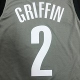 NBA Men Brooklyn Nets Grey with Jordan Logo #2 GRIFFIN Jersey High Quality Name and Number Print