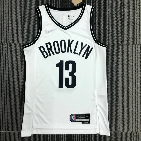NBA Men 75th Anniversary Brooklyn Nets White #13 HARDEN Jersey High Quality Name and Number Print