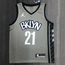 NBA Men Brooklyn Nets Grey with Jordan Logo #21 ALDRIDGE Jersey High Quality Name and Number Print