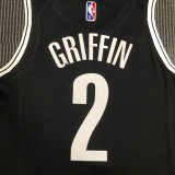 NBA Men 75th Anniversary Brooklyn Nets Black #2 GRIFFIN Jersey High Quality Name and Number Print
