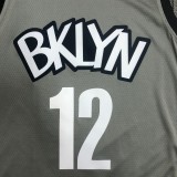 NBA Men Brooklyn Nets Grey with Jordan Logo #12 HARRIS Jersey High Quality Name and Number Print