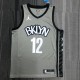 NBA Men Brooklyn Nets Grey with Jordan Logo #12 HARRIS Jersey High Quality Name and Number Print