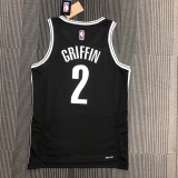 NBA Men 75th Anniversary Brooklyn Nets Black #2 GRIFFIN Jersey High Quality Name and Number Print