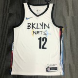 NBA Men Season 2021 Brooklyn Nets White City #12 HARRIS Jersey High Quality Name and Number Print