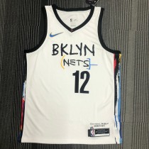 NBA Men Season 2021 Brooklyn Nets White City #12 HARRIS Jersey High Quality Name and Number Print