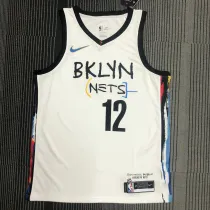 NBA Men Season 2021 Brooklyn Nets White City #12 HARRIS Jersey High Quality Name and Number Print