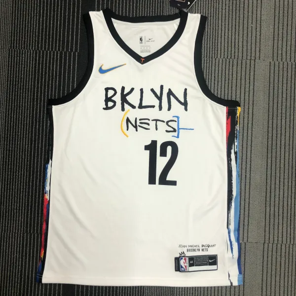 NBA Men Season 2021 Brooklyn Nets White City #12 HARRIS Jersey High Quality Name and Number Print