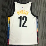 NBA Men Season 2021 Brooklyn Nets White City #12 HARRIS Jersey High Quality Name and Number Print