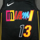 NBA Men 75th Anniversary Season 2022 Miami Heat Black #13 ADEBAYO Jersey High Quality Name and Number Print