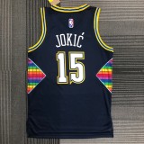 NBA Men Season 2022 Denver Nuggets Dark Blue #15 JOKIC Jersey High Quality Name and Number Print