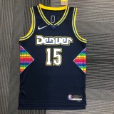NBA Men Season 2022 Denver Nuggets Dark Blue #15 JOKIC Jersey High Quality Name and Number Print