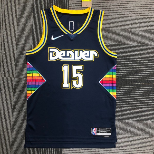 NBA Men Season 2022 Denver Nuggets Dark Blue #15 JOKIC Jersey High Quality Name and Number Print