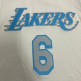 NBA Season 2021 Los Angeles Lakers White Retro #6 JAMES Round Neck Jersey High Quality Name and Number Print