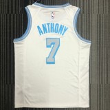 NBA Season 2021 Los Angeles Lakers White Retro #7 ANTHONY Round Neck Jersey High Quality Name and Number Print