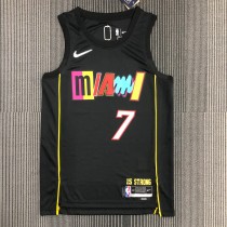 NBA Men 75th Anniversary Season 2022 Miami Heat Black #7 LOWRY Jersey High Quality Name and Number Print