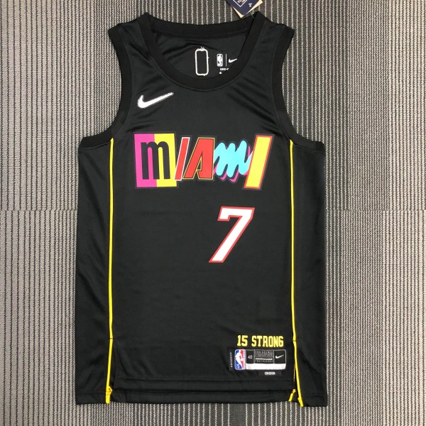 NBA Men 75th Anniversary Season 2022 Miami Heat Black #7 LOWRY Jersey High Quality Name and Number Print