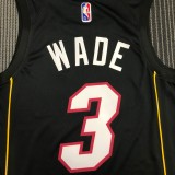 NBA Men 75th Anniversary Season 2022 Miami Heat Black #3 WADE Jersey High Quality Name and Number Print
