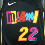 NBA Men 75th Anniversary Season 2022 Miami Heat Black #22 BUTLER Jersey High Quality Name and Number Print