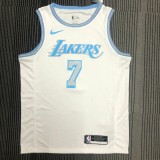 NBA Season 2021 Los Angeles Lakers White Retro #7 ANTHONY Round Neck Jersey High Quality Name and Number Print