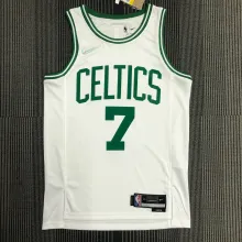 NBA 75th Anniversary Boston Celtics White #7 BROWN Jersey High Quality Name and Number Print