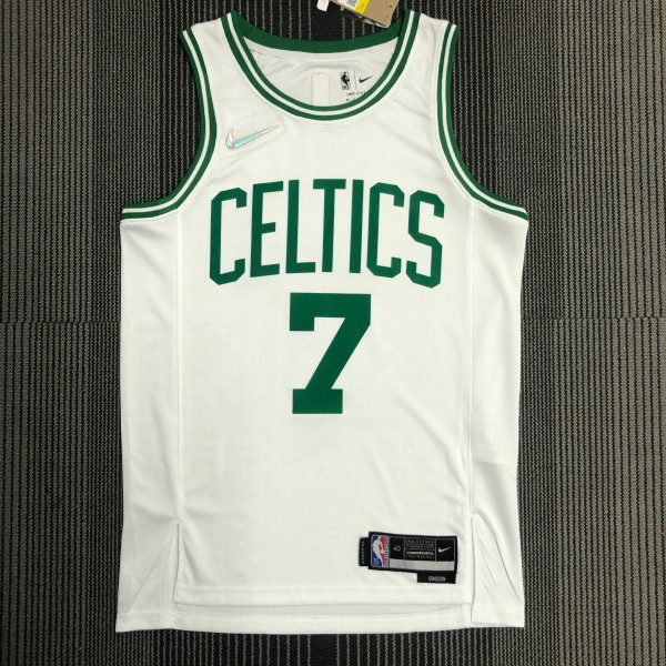 NBA 75th Anniversary Boston Celtics White #7 BROWN Jersey High Quality Name and Number Print