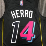 NBA Men 75th Anniversary Season 2022 Miami Heat Black #14 HERRO Jersey High Quality Name and Number Print