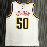 NBA Men Denver Nuggets White #50 GORDON Jersey High Quality Name and Number Print