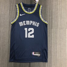 NBA Season 2022 Memphis Grizzlies Dark Blue #12 MORANT Jersey High Quality Name and Number Print