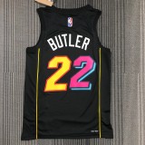 NBA Men 75th Anniversary Season 2022 Miami Heat Black #22 BUTLER Jersey High Quality Name and Number Print