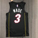 NBA Men 75th Anniversary Season 2022 Miami Heat Black #3 WADE Jersey High Quality Name and Number Print