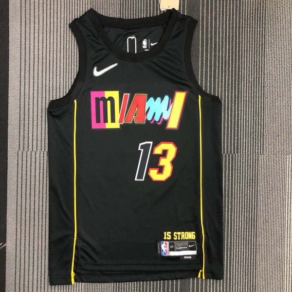 NBA Men 75th Anniversary Season 2022 Miami Heat Black #13 ADEBAYO Jersey High Quality Name and Number Print
