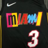 NBA Men 75th Anniversary Season 2022 Miami Heat Black #3 WADE Jersey High Quality Name and Number Print