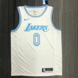 NBA Season 2021 Los Angeles Lakers White Retro #0 WESTBROOK Round Neck Jersey High Quality Name and Number Print