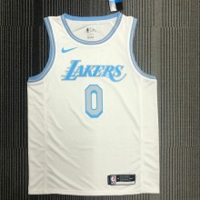 NBA Season 2021 Los Angeles Lakers White Retro #0 WESTBROOK Round Neck Jersey High Quality Name and Number Print