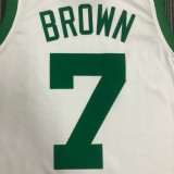 NBA 75th Anniversary Boston Celtics Retro White #7 BROWN Jersey High Quality Name and Number Print