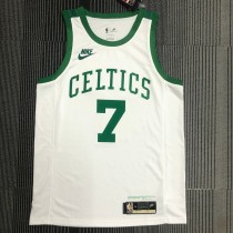 NBA 75th Anniversary Boston Celtics Retro White #7 BROWN Jersey High Quality Name and Number Print