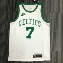 NBA 75th Anniversary Boston Celtics Retro White #7 BROWN Jersey High Quality Name and Number Print