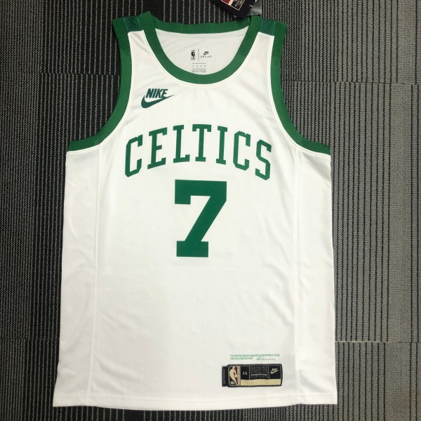 NBA 75th Anniversary Boston Celtics Retro White #7 BROWN Jersey High Quality Name and Number Print