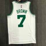 NBA 75th Anniversary Boston Celtics White #7 BROWN Jersey High Quality Name and Number Print