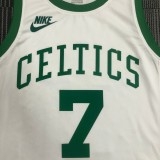 NBA 75th Anniversary Boston Celtics Retro White #7 BROWN Jersey High Quality Name and Number Print