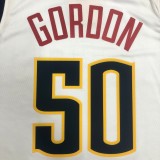 NBA Men Denver Nuggets White #50 GORDON Jersey High Quality Name and Number Print